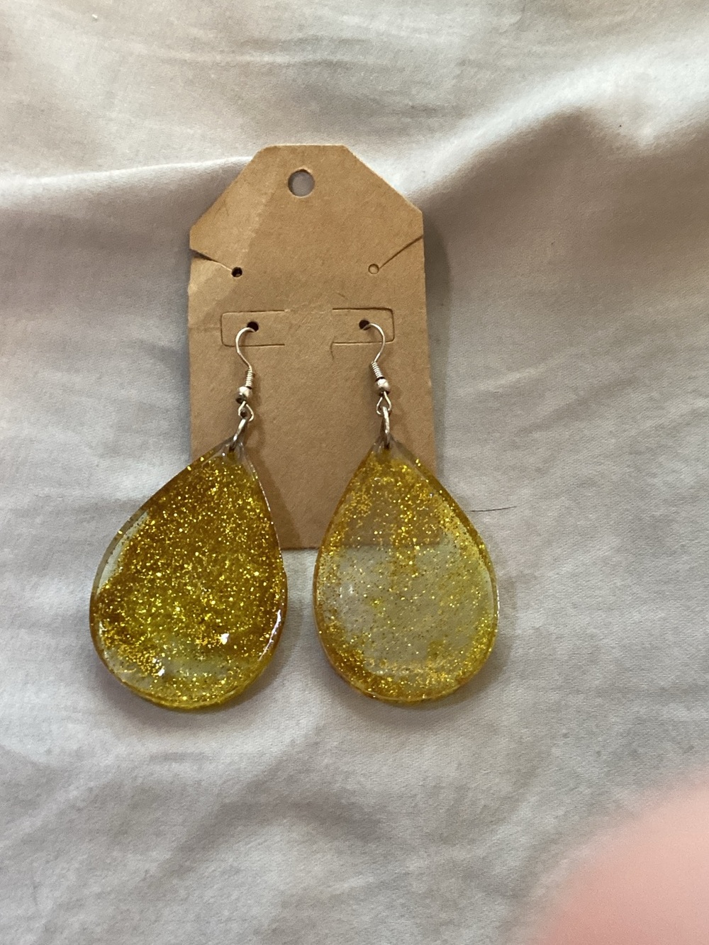 Glitter Gold Teardrop Dangle Earrings - Women Jewelry
